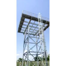 Elevated HDG steel water storage tank design with steel frame